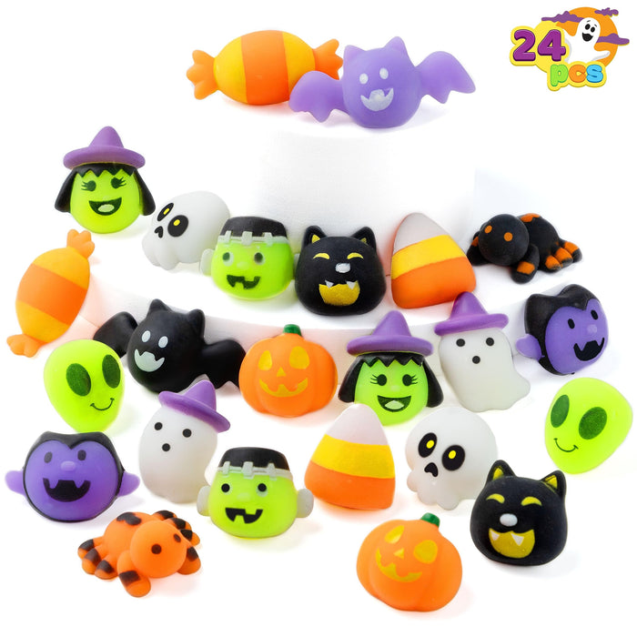 JOYIN 24 Pcs Halloween Mochi Squishy Toys, Halloween Classies Character Squishy Toys for Halloween Christmas Party Favors, Boys & Girls Birthday Gifts, Classroom Prize, Goodie Bag