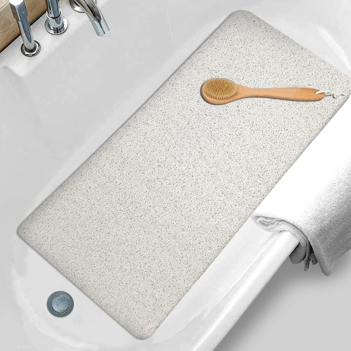 Shower Mats Non Slip,16x35.6'' Long Bathtub Mat Non Slip for Bathroom Tub,Shower Mats for Showers Anti Slip for Elderly,Loofah Anti Slip Shower Matt,Shower Stall Mat for Inside Shower-White