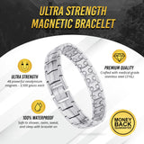 MagnetRX® Ultra Strength Magnetic Bracelet - Effective Stainless Steel Magnetic Bracelets for Men - Adjustable Bracelet Length with Sizing Tool for Perfect Fit (Silver)