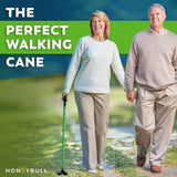 HONEYBULL Walking Cane for Men & Women - Foldable, Adjustable, Collapsible, Free Standing Cane, Pivot Tip, Heavy Duty, with Travel Bag | Walking Sticks for Seniors & Adults [Green]