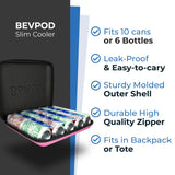 BevPod Ultra Slim Cooler - Leak-Proof 3 x 11 x 14 Small Cooler for 10 Cans or 6 Bottles – Portable Iceless Cooler for Picnics, Hiking, Camping, Beach, Travel, Park - Shoulder Strap & Ice Sheet incl.