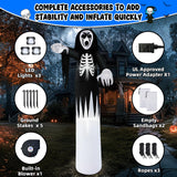 B&D 12FT Giant Halloween Inflatables Outdoor Decorations, Grim Reaper Skull Inflatable Halloween Decorations Built-in LED Lights Scary Blow Up Ghost Decorations for Holiday Party Yard Garden Lawn