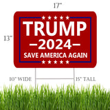 Trump 2024 Save America Again Red Yard Sign With H Stake Double Sided For President Donald Trump Republican Conservative