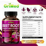 12,900mg Beet Root x12 Potency with Grape Seed Extract, Maca Root, Red Spinach, Ashwagandha - Healthy Energy Supplement for Heart Support (180 Count (Pack of 1))