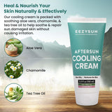 EEZYSUN AfterSun Cooling Cream | Vegan AfterSun Care with Aloe Vera, Tea Tree Oil, & Chamomile to Soothe, Hydrate, & Repair Sunburn | Dermatologically Tested 3.3 FL OZ