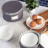 Fine China Storage - Set of 4 Quilted Cases for Dinnerware Storage. Sizes: 12" - 10" - 8" and 7" Wide - Gray - 48 Felt Plate Separators Included