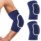 COMNICO Arm Brace Pads Elbow Protector Strap Pair, Breathable Anti-Collision Sponge Tendonitis Fitness Volleyball Basketball Tennis Golfers Knee Support Band for Kids Men Women Elderly(Blue with white edges)