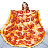 QiyI Pizza Blanket 2.0 Double Sided for Adult and Kids, Giant Food Throw Blanket Funny Thanksgiving Gifts, Christmas Novelty Gift Round Taco Blanket, Warm Soft Tortilla Blanket 72" in Diameter, Red