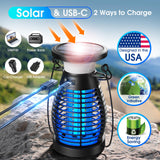 Solar Bug Zapper Outdoor, 4200V Effective Mosquito Zapper, Rechargeable Cordless Bug Zapper Outdoor with 4000mAh Battery, Portable Electric Fly Zapper for Patio, Porch, Garden, Kitchen