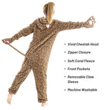 Unisex Adult Cheetah Onesie Animal Costume for Halloween One Piece Costume Cosplay Women Men Make up Party Homewear, XL