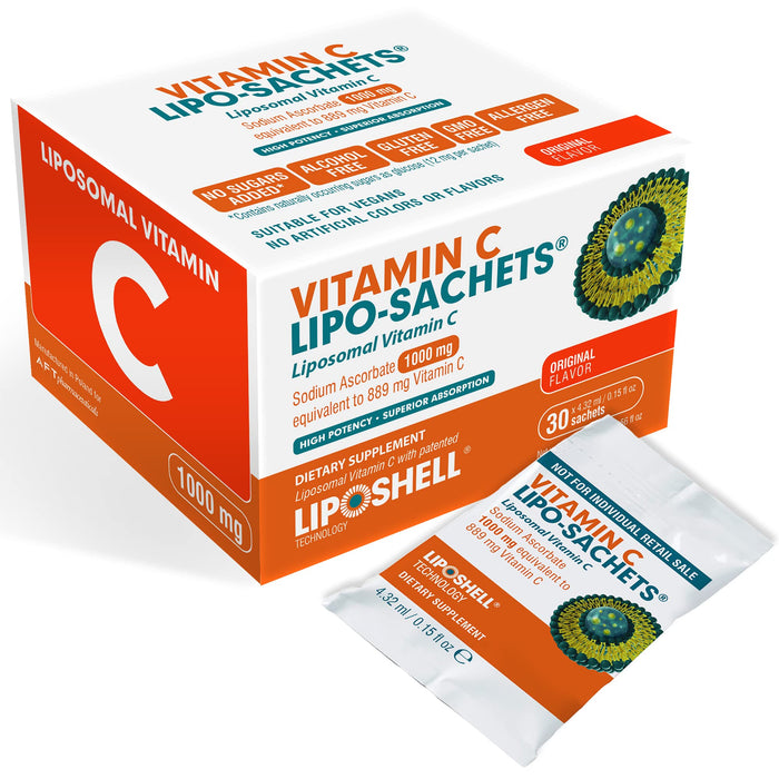 AFT Pharmaceuticals Lipo-Sachets Liposomal Vitamin C - 1,000mg Per Serving for Immune and Collagen Support - High Absorption - GMO Free, No Added Sugar, Vegan - 30 Liposomal Liquid Vitamin C Packets