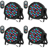 JAJALUYA LED Par Lights 36 LED Stage Lights 7 Modes RGB DJ Lights with Sound Activated Remote and DMX Control DJ Uplighting for Birthday Party Events Wedding Christmas Stage Lighting (4 Packs)