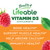 Lifeable Vitamin D3 10000 IU - Great Tasting Natural Flavor Gummy Supplement - Gluten Free Vegetarian GMO-Free Chewable - for Strong and Healthy Bones - for Adults, Men, Women - 90 Gummies