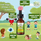 Amala Vegan - Omega 3 for Kids - Organic Lemon, Vegan, Liquid Supplement - Kids Fish Oil with DHA, EPA, DPA Fatty Acids - Plant Based Algae Oil - Immune, Heart, Brain Health for Children- 30-60 Doses