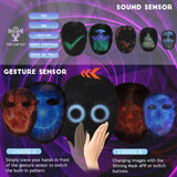 MOYACA Led Mask with Voice Recognition Gesture Sensing, Light up Shining Mask with Programmable App Customize Patterns, Lighted Glowing Mask for Halloween Xmas Costume Party