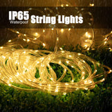 Solar Rope String Lights Outdoor 72Ft 200 Led Waterproof Solar Powered Fairy Lights with 8 Lighting Modes, Copper Wire PVC Tube Lights for Garden Wedding Christmas Party DIY Decor(Warm White, 1 Pack)