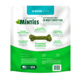 Minties Dental Chews for Dogs, 60 Count, Vet-Recommended Mint-Flavored Dental Treats for Medium Dogs 25-50 lbs, Dental Bones Clean Teeth, Fight Bad Breath, and Removes Plaque and Tartar