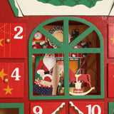 PIONEER-EFFORT Christmas Wooden Advent Calendar House 2023 with Drawers and Led Lights, Reusable Advent Calendars, Countdown to Christmas Decoration to Fill Small Gifts, Candy (red)