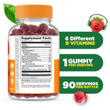 Lifeable Vitamin B Complex with Vitamin C for Kids - Great Tasting Natural Flavor Gummy Supplement - with Niacin, B6, Folic Acid, B12, Biotin & Pantothenic Acid - Energy and Nerve Support, 90 Gummies