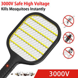 LUOJIBIE Electric Fly Swatter, Battery Operated Bug Zapper Racket, Ultralight Handheld Mosquito Killer for Indoor & Outdoor Pest Control