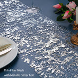 Snowkingdom 2 Pieces Silver Table Runner, Sequin Glitter Foil Metallic Silver Thin Mesh Table Runner Roll 11"x108", Silver Table Decorations Centerpiece for Wedding Birthday Party Christmas