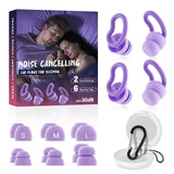 Noise Cancelling Ear Plugs for Sleeping - 2 Pairs Reusable Soft Silicone Noise Block Earplugs for Sound Proof, 30db Noise Reduction Earplug for Sleep, Snoring Blocking, Concert.