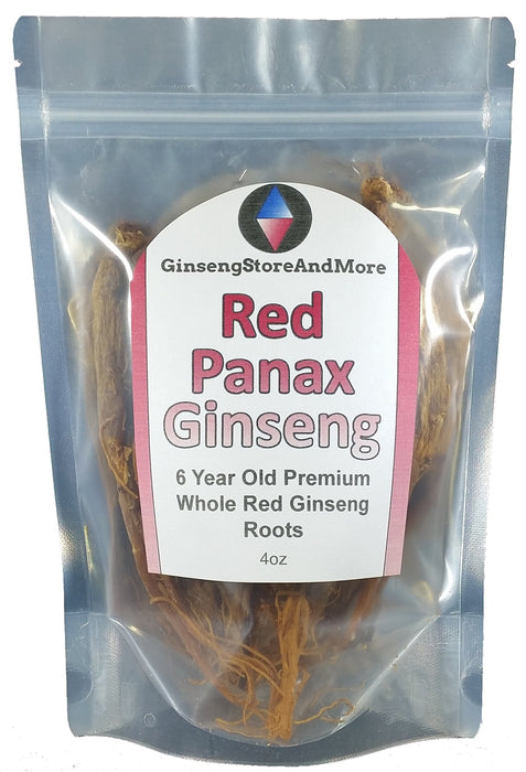Red Panax Ginseng 1-16oz | 6 Year Old Whole Roots | Korean Red Ginseng | Premium Grade, Very Large | High Ginsenosides for Energy, Mental Health and Performance for Men & Women (4oz)