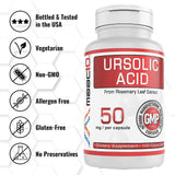 MAAC10 Ursolic Acid 50mg (100 Capsules 3X for 150mg 33-Day Serving) | Sourced from Rosemary Extract | Third-Party Lab Tested | AMPK & Sirtuin Activator