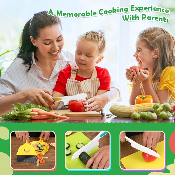 14 PC Safe Knife Kid Toddler Kitchen Set for Real Cooking, Toddler Montessori Kitchen Tool Toy for Lillte Girl Boy Age 2-10, Gifts for 2 3 4 5 6 7 8 9 10 Year Old Girl Boy Birthday Christmas