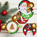 8 Pcs Christmas Santa Diamond Art Coasters Kits with Holder DIY Christmas Santa Diamond Art Coaster Non Slip Coaster for Adults Xmas Holiday Diamond Kits Supplies