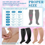 Hillban 2 Pair Plus Size Calf Zipper Compression Socks 15 to 25 Mmhg Open Toe Compression Stockings for Overweight Women Men (Black, Nude, 4 XL)