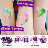 Temporary Shimmer Tattoo Kit for Kids - Glitter Tattoo & Mermaid Glitter Body Art for Girls - Glow in The Dark - Arts & Crafts Gifts for Kids Ages 6-8 8-12 - Birthday Gift Ideas for Girl