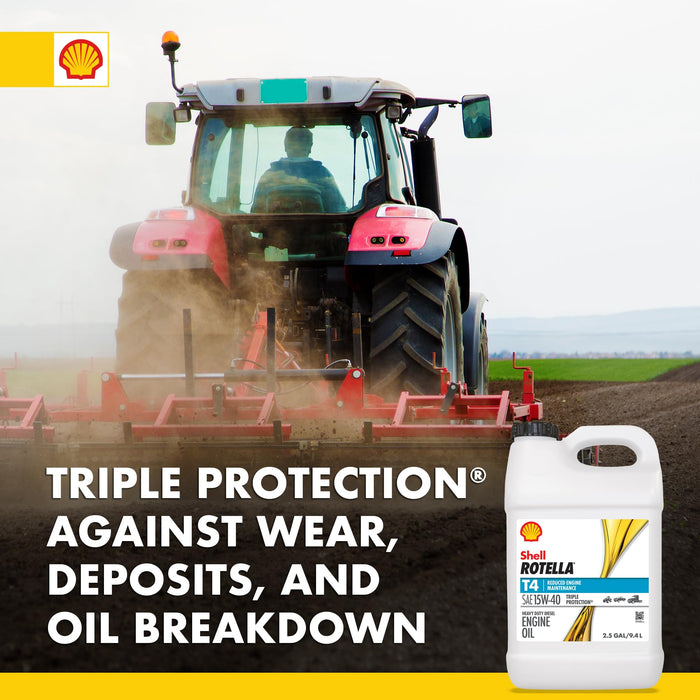 Shell Rotella T4 Triple Protection 15W-40 Diesel Engine Oil, 2.5 Gallon