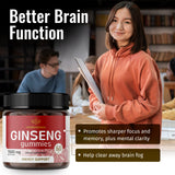 Korean Red Panax Ginseng Gummies - Boost Energy, Memory, Mental Focus, Mood & Immunity Support Herbal Ginseng Supplement Vitamin - Natural Vegan Ginseng Gummies - 1500 mg 60 Chews