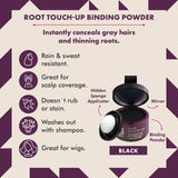 Root Touch Up Powder for Black Hair by Style Edit | Cover Color Grays and Roots Coverage Concealer Mineral Infused Binding Hairline