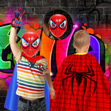 Nebtvra 2PCS Spider Web Shooters - Kids Capes and LED Mask Set, Party Dress Up Toys, Hero Wrist Launcher Toy, Spider Gloves Cosplay Costume for Christmas Halloween Birthday