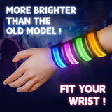 KIRALUMI 8 PCS LED Glow Bracelets, Light Up Wristbands - Halloween Glow in The Dark Party Bracelets Favors Supplies for Christmas, Concerts, Festivals, Game Prizes, Sports, Rave Accessories（Black-CS）