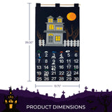 KAJ Decor Countdown to Halloween Advent Calendar for use at Home, School, Classroom, Office for use on Door or Wall with 30 Detachable Pieces for Many Years of Holiday Fun.