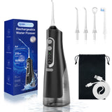 Cordless Water Flosser Teeth Cleaner Dental Oral Irrigator Picks Portable and Rechargeable 310ml Water Tank IPX7 Water Proof for Home and Travel Infiwarden (Black)