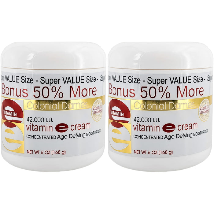 COLONIAL DAMES Concentrated Vitamin E Moisturizing Cream 42,000 I.U. for Hydrating & Moisturizing Chapped Dry Skin & Fine Lines. Pack of 2