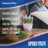 NaturesPlus SPIRU-TEIN Shake - Raspberry Royale Flavor - 1.12 lbs, Protein Powder - Plant Based Meal Replacement, Vitamins & Minerals for Energy - Vegetarian, Gluten-Free - 15 Servings