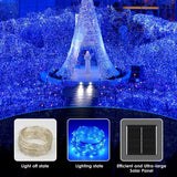 Solar String Lights Outdoor, 2-Pack Total 80FT 200 LED Solar Christmas Twinkle Lights Outside Waterproof Copper Wire 8 Modes Solar Fairy Lights for Garden Tree Party Birthday Christmas Decor (Blue)