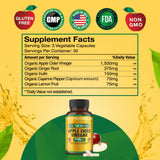 2-Pack ACV Pro Apple Cider Vinegar Capsules Certified Organic with Mother ACV Pills Detox Cleanse Acid Reflux Relief Support Supplement Ginger Root Cayenne Pepper Powder