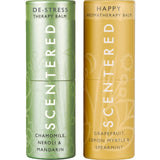 Scentered DE-Stress & Happy Aromatherapy Essential Oils Balm Gift Set - for Relaxation & Gratitude - All-Natural Blends of Rosemary, Cedarwood, Lemon, Grapefruit