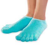 NatraCure 5-Toe Gel Lined Foot Moisturizing Socks – Aloe & Shea Infused Fuzzy Hydrating Socks for Women & Men - Soft Feet Moisturizer Spa & Pedicure Socks for Dry Cracked Heels, Calluses - Medium