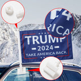 2 Pack Car Flags,Car Flag Donald Trump 2024 Take America Back Flag Outdoor and Car Flag Pole, Car Logo Window Clip Can be Clipped to Most Windows 14 inch Flag Pole and 16 x 10 inch Double Sided Flag