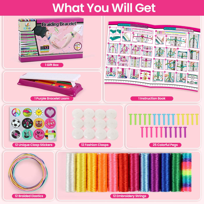 IQKidz Friendship Bracelet Making Kit - Make Bracelets Craft Toys for Girls Age 8-12 yrs, Cool Birthday Gifts for 6 7 9 10 11 Years Old Kids, Christmas Gift Set