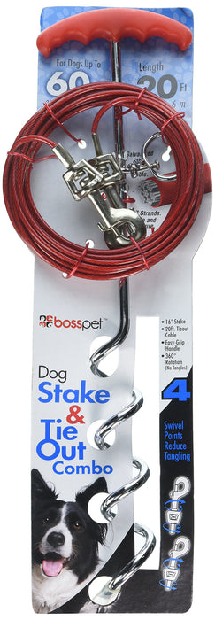 Boss Pet 01316 20' Large Dog Spiral Stake & Cable