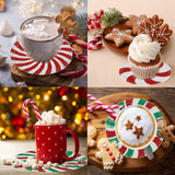 8 Pieces Christmas Candy Diamond Coasters with Holder 5D DIY Christmas Candy Diamond Art Coasters Round Cup Coaster for Drinks Diamond Arts Kits for Christmas Holiday Gift