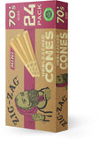 Zig-Zag Pre-Rolled Cones - 70's Unbleached Pre Rolled Rolling Papers - Natural Unbleached Pre Roll Cone Packs for Easy Filling and Slow Even Burn - 70mm Size - 12 Pack (24 Cones per Pack)